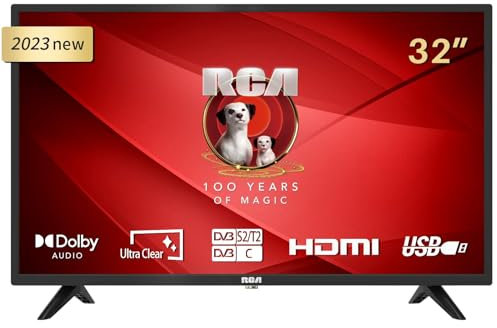 RCA iRB32H3 Fernseher 32 Zoll (TV 80 cm), Dolby Audio, LED, Triple Tuner DVB-C / T2 / S2, CI+, HDMI, Mediaplayer per USB, digitaler Audioausgang, incl. Hotelmodus