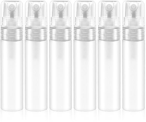 Mozeat Lens 6 Stück Mini Parfüm Nachfüllbar 5ml Parfümzerstäuber Leere Sprühflaschen Travel Spray Container Kunststoff Duft Pumpe Fall Tragbare Parfüm Sprühflasche für Reisen Ausgehen