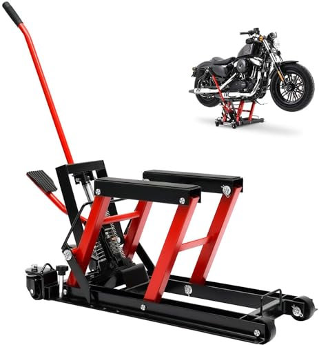XLTEAM Motorradheber, Hydraulische Motorradhebebühne, Tragbarer Hubtisch, Maximale Belastung 680 Kg, 110–380 mm Höhe, Für Werkstattwerkbank