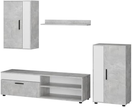 Vicco Mueble Alto Berno, Hormigón/Blanco, Juego de 4