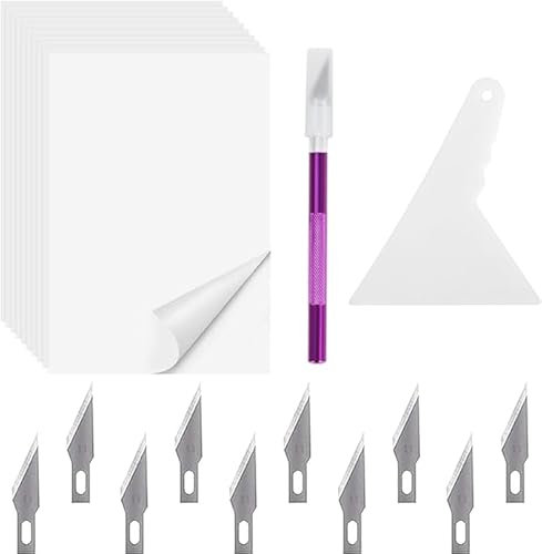 100 Stück Diamant Malerei Trennpapier, 10 * 15CM Diamond Painting Trennpapier, Bastelmesser mit 10 Klingen, mit Skalpell Basteln, Diamond painting zubehör für DIY Art Work