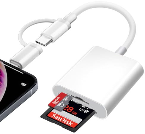 SD Kartenleser iPhone,SD Card Reader für iPhone/iPad/Kamera,SD Kartenleser USB C,iPhone SD Kartenleser,Speicherkartenleser mit Micro SD/SD-Kartensteckplätzen,Kartenlesegerät für SD/Micro SD/SDHC/SDXC