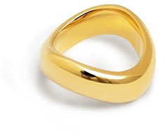 SINGULARU - Anillo Tina. Acero con Acabado en Baño Oro de 18Kt. Estilo Irregular y Orgánico. Joyas para Mujer. Talla 16