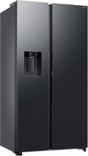 Samsung RS80F66KCFEF Side-by-Side Kühl-Gefrierkombination, AI Kühlschrank mit Gefrierfach, 178 cm, 634 l, Eis- und Wasserspender mit Festwasseranschluss, AI Voice Control & Energy Mode, Black Steel
