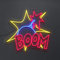 ADM - 'Boom' - Dekoratives Symbol, beleuchtet mit bunten LEDs und montiert auf Sockel aus transparentem Plexiglas zur Wandbefestigung - Mehrfarbig - Höhe 50 cm