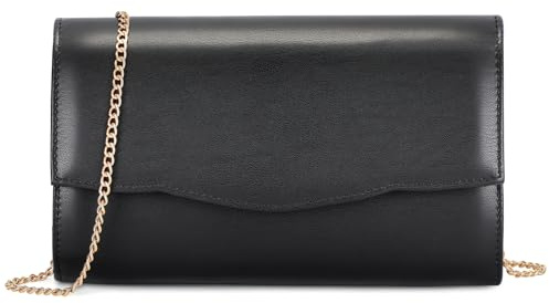 Clutch Bags for Women, PU Leather Evening Handbag Wedding Prom Formal Party | Simple Elegant Envelope Cross body Shoulder Bag Purse with Detachable Chain, Magnetic Snap, for Banquet Dinner, Gift