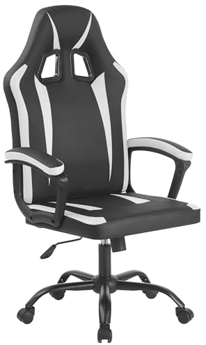 IlGruppone Sedia Gaming Adulto Professionale Similpelle Reclinabile con Braccioli Ufficio Regolabile in Altezza Pistone Gas Gamer Portata 150 kg - Bianco
