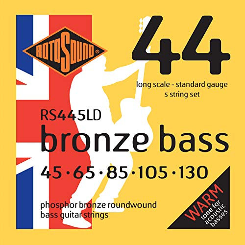 Rotosound RS445LD Phosphor Bronze Standard Gauge 5 String Roundwound Bass Strings (45 65 80 105 130)