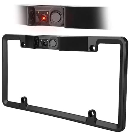 3 in 1 Car License Plate Frame Parking Sensor, Rearview Reverse Backup Camera 2LED, Suitable for Parking & Back up Car