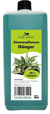 Flora Boost Zimmerpflanzen Dünger Flora Boost 500ml I Für bis zu 100L Gießwasser I Universaldünger für Zimmerpflanzen I Flüssiger Blatt- & Wurzeldünger I 100% natürlicher Pflanzendünger