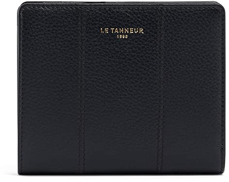 Le Tanneur, Kleine Geldbörse, Geldbörse, aus genarbtem Leder, Juliette, Damen, 3 flache Taschen, Dehnfalte, Reißverschlusstasche für Münzen, 4 Kartenfächer, flache Rückseite, Kartenfach, Anti-Rfid,