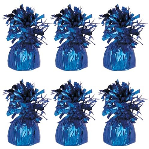 PARTYRAMA.CO.UK Foil Helium Balloon Weights - Pack of 6 - Durable & Colourful Royal Blue Balloon Weights for Birthdays Parties, Events & Celebrations - Perfect Balloon Weight Holders