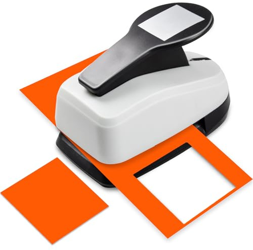HKKYO Square Punch 1.9 inch Square Hole Puncher for Crafts, Paper Punches for Scrapbooking, Card Making, Invitations, Gift Wrap, Greeting Cards, Laminated, Cardstock, Labels