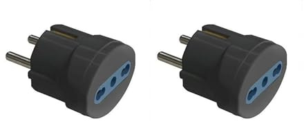 2 Pezzi Adattatore Schuko 16A a Presa Bipasso Italiana 10A/16A 2P+T, Colore Nero, Adattatore Viaggio e Casa Tipo F, Presa Elettrica Compatta 250V fino a 1500W