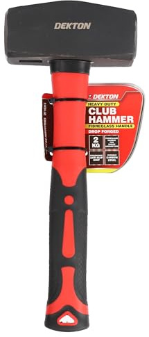 Dekton 2kg Fibreglass Club Hammer-Heavy Duty Hammer with Shock Absorbing Handle| Ideal for Demolition and Heavy Duty Tasks| Ergonomic Design for Comfort and Control| Durable and Impact Resistant Tool