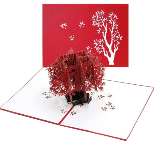 Carte Pop-Up en érable Japonais, Carte De Voeux 3D, Carte Romantique 3D, Carte Pop Up