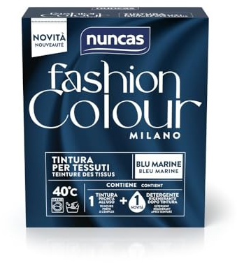 Nuncas Fashion Colour Milano - Bleu Marine - Kit de teinture textile - Prêt à l'emploi avec lessive post-traitement (180 g - 75 ml)