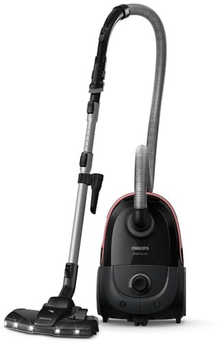 Philips 6000-Series Beutelstaubsauger Performer LED - 900 W Motor, TriActive+ LED-Düse, HEPA, 9 m, Langlebige Beutel, Schwarz (XD6142/12)