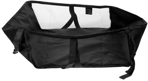 Cestino Portaoggetti per Passeggino in Rete, Borsa Organizer Nero | Poliestere Traspirante, Facile Installazione, Carichi Pesanti, Visione Immediata degli Oggetti, per Spesa e Passeggino