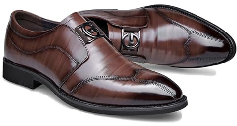 ENWIND Mocassins Plats pour Hommes en Cuir sans Lacet Chaussures Habillées d'affaires Conduite Décontracté Chaussure Bateau,Marron,43 EU