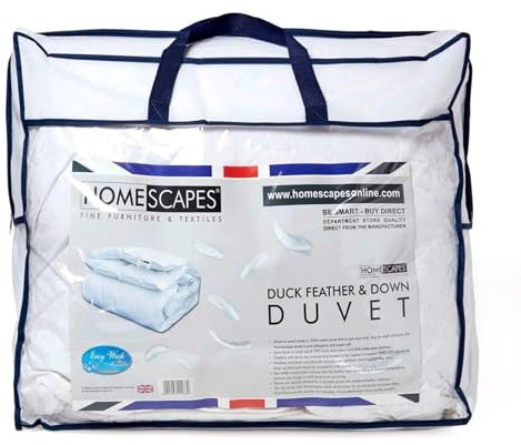 HOMESCAPES Couette Hiver 260x220 cm, Couette Chaude en Plumes et Duvet de Canard, 13.5 Tog