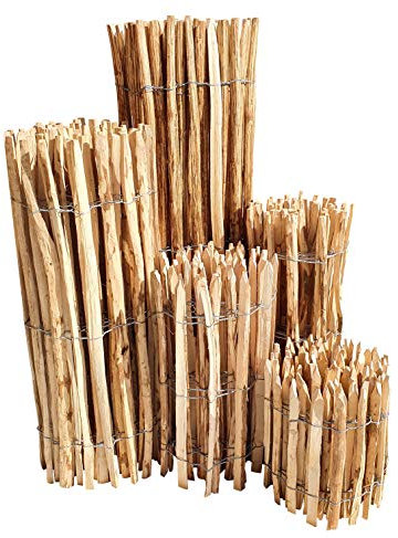 Staketenzaun Haselnuss - 100 x 500 cm (Lattenabstand 3-5 cm) - Roll-Zaun mit gut gespaltenen Staketen - Natur Haselnusszaun als Gartenzaun oder Teichumrandung