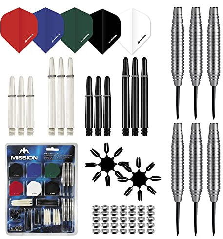 Mission Darts #_BX132 | 90 Piece Steel Tip Darts Set Accessory Kit Including 24g Brass Barrels, 100 Micron Flights, Nylon Stems and Protectors