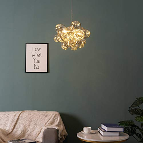 Kosilum – Lampadario contemporaneo a 17 bicchieri ambrati – luce bianca calda illuminazione soggiorno camera cucina corridoio – 3 x max 28 W – G9 – IP20