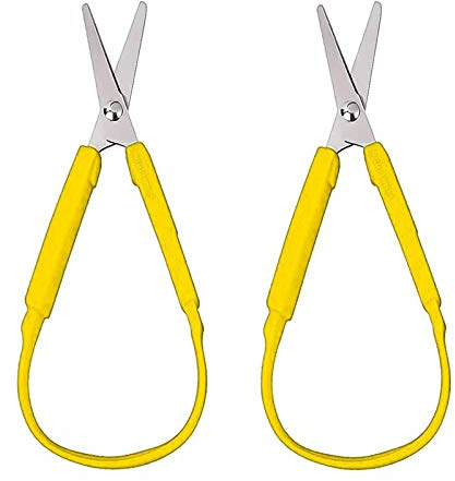 2 pack slingsax YUTOU Grip Scissors lätt att greppa pysselsax själv öppning öglor sax för barn tonåringar och vuxna för speciella behov (gul)