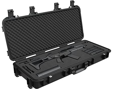 RPNB Tactical Rifle Case, All Weather Hard Gun Case with Wheels and Customizable Cubed Foam, Waterproof Hard Rifle Case for Rifles Shotguns, Airsofts, Guns, Drones and More, w/TSA Specs