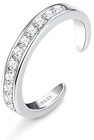 JeryWe Bagues d'Orteil Argent Sterling 925 pour Femme Fille ajustable Anneau Ouvert Réglable Knuckle Fleur CZ Serpent Torsade Opale Bande Anneaux Été Plage Ring Bijoux de Pied（Style2）