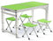 Campingtisch-Set mit 4 Hockern, höhenverstellbar, für draußen und drinnen, für Camping, Grillen, Picknick, Gartenpartys, tragbare, leichte Faltbare Aluminiumtische (Farbe: Grün (4 Personen))