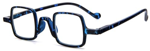 MMOWW Gafas de Lectura Hombres y Mujeres Retro Gafas de Ligero Marco Cuadrado Gafas de Lectura (Azul, +1.5)