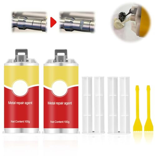 Metal Repair Super Adhesion, Metallkleber Extra Stark 100g A+B, Metallreparaturmittel, AB Kleber, Hochfestigkeitsschweißkleber, Metall Reparatur Paste zum Reparieren Gussfehler Verwendet (2)
