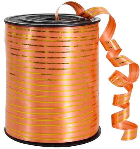 TONIFUL 250 Yards Orange Gold Curling Ribbon Balloon String Gift Wrapping | Ribbon for Gift Wrapping Balloons Curling String for Bouquets Crafts Birthday Graduation Christmas New Year Decorations