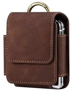 Sac de Ceinture Cuir Compatible avec Samsung Galaxy Z Flip 6/5/4/3/2/1, Étuis de Ceinture Verticale Téléphone Pochette avec Boucle Compatible avec Motorola Razr/Huawei P50 Pocket/SM-F7070/F7000/F7110