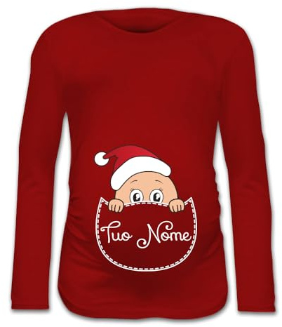 Babloo Maglia Premaman Tshirt maternità Natalizia Personalizzata con Nome Idea Regalo per Il Natale