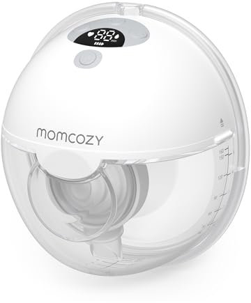 Momcozy M5 Hands Free Breast Pump, Wearable Pump of Baby Mouth Double-Sealed Flange with 3 Modes & 9 Levels, Electric & Portable Pump, 1 Count, Gray