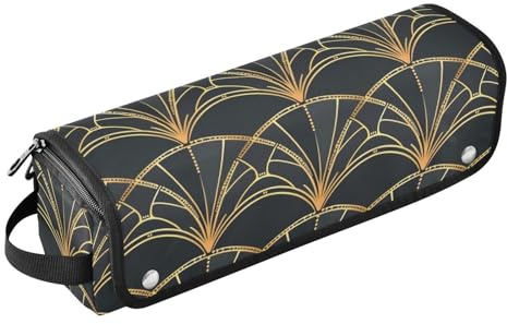 Sac de voyage pour outils capillaires pour femme avec tapis en fer étanche, organiseur de voyage pour outils chauds, fer à friser, fers plats, volumateur de cheveux, coiffeur doré en forme d'éventail