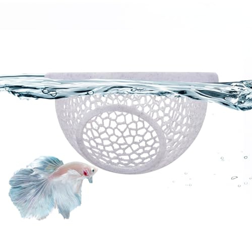 Floating Betta Hide & Shrimp Cave – 3D Printed Aquarium Hammock with Marble Texture, Feeder Ring & Rest Spot for Betta Fish, Nano Tanks, Corydoras, Shrimp – Safe PLA
