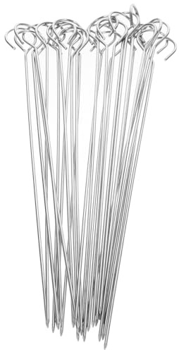 NUOBESTY 25 piezas Brochetas de Barbacoa Reutilizables de Acero Inoxidable Pinchos para Carne y Pollo Resistentes al Calor Diseño Grueso y Duradero para Parrilla Aire