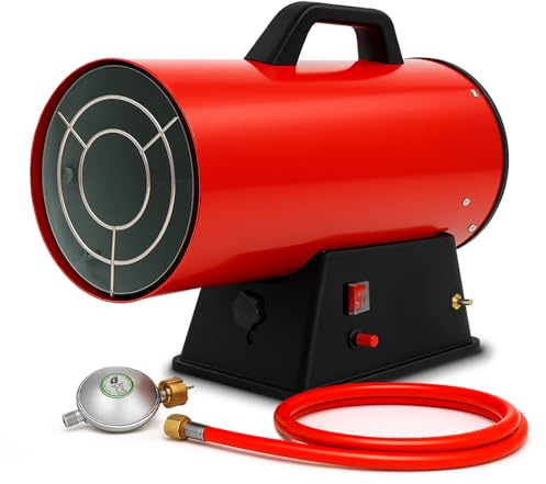 EBERTH Generatore Aria Calda Riscaldatore Termoventilatore Gas 30kW (Tubo e Riduttore di Pressione Incl, Accensione e Ventilatore elettrico 230V, Protezione da Surriscaldamento, Arrestatore di Fiamma)