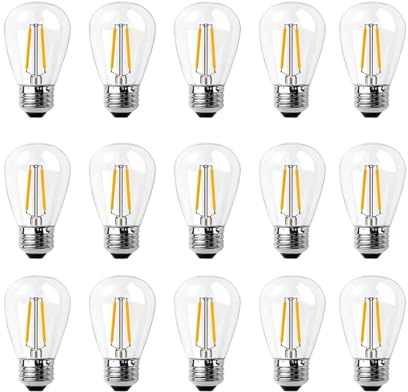 JrEam Lampadina LED di Ricambio S14 da 2 W equivalente a lampadine Trasparenti da Esterno E27 da 20 W, Luce Bianca Calda 2700 K(15PCS_E27 220V_2W)