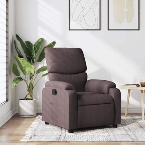 Owoxanthellate Poltrona relax marrone scuro, in tessuto, 75 x 99 x 99 cm, funzione di riposo manuale, schienale a 135°, tasca laterale robusta, per soggiorno, home cinema e ufficio