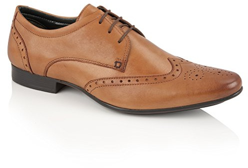 Silver Street London Men's Fleet Formal Leather Brogue Shoes, Tan, 8