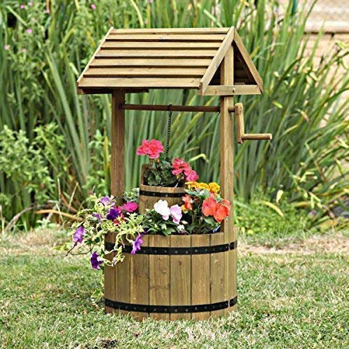 garden mile Grand 100cm Bois de feuillus Qui Souhaitent Bien Baril jardinière Jardin Extérieur Pot de Fleur décoration Jardin