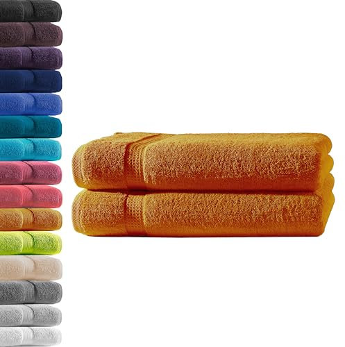 2X Duschtuch | Terra | 100% Baumwolle Frottier | Oeko-TEX® Standard 100 | Premium Qualität 500 g/m²