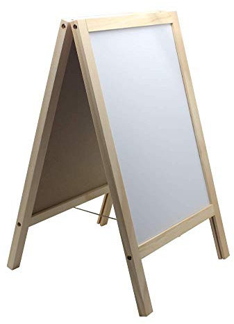 BangQiao Wooden Freestanding A Frame Non Magnetic Chalkboard and Magnetic Dry Erase White Board Display Sign, Double Sided Tabletop Message Board for Home, Office and Counter