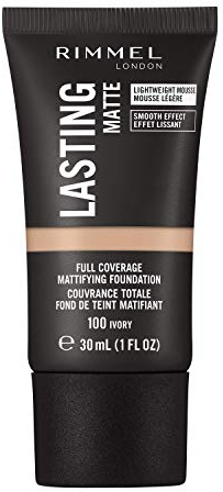 Rimmel Lasting Matte Full Coverage Light-weight Foundation 30 ml, 100 Ivory