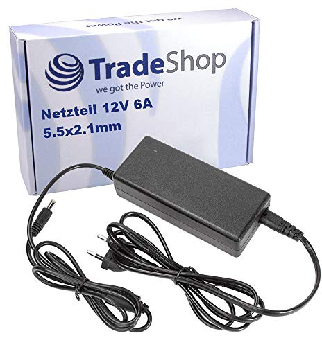 Hochwertiges Universal Netzteil 12V 6A Ladekabel Ladegerät 5.5x2.1mm für Osram Lightify Flex LED-Streifen CCTV Sicherheits-/ Überwachungskamera